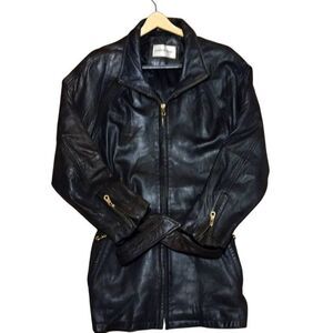 Andrew Marc Leather 3/4 Car Coat Men's Large Black
